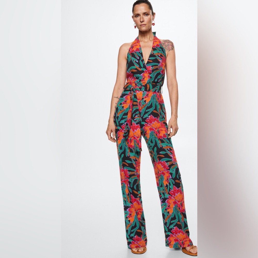 Printed Halter Jumpsuit- Small